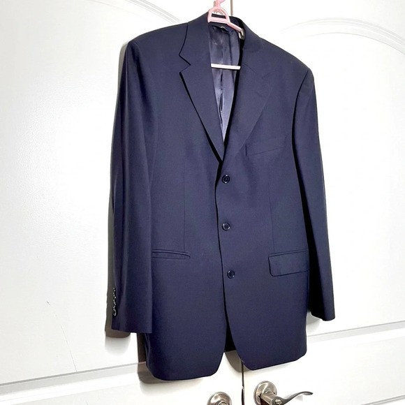 Brooks Brothers Navy wool 3 button Mens jacket blazer  size 40 Regular - Picture 2 of 8